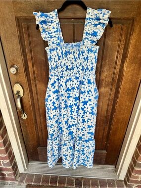 Blue & white floral maxi dress, size XS, boutique